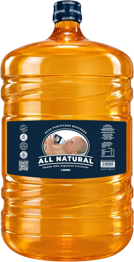 Botellón ALL NATURAL de 5 galones con tapa rosca